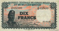 10 Francs BELGA CONGO  1958 P.30b MBC