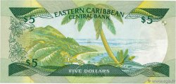 5 Dollars Petit numéro EAST CARIBBEAN STATES  1986 P.18a q.FDC