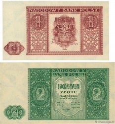 1 Zloty et 2 Zlote Lot POLOGNE  1946 P.123 et P.124 NEUF