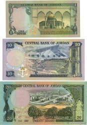 1, 10 et 20 Dinars Lot JORDANIE  1988 P.18e, P.20b et P.21c  TTB