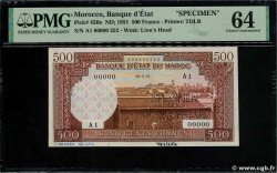 500 Francs Marrakech non émis Spécimen MARUECOS  1951 P.45Bs SC+