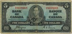 5 Dollars KANADA  1937 P.060c fS