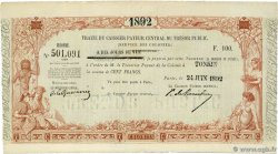 100 Francs INDOCHINE FRANÇAISE  1892 TO.92.100 SUP+