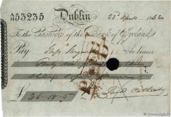 36 Pounds 18 Shillings et 2 5Pence Numéro radar IRLAND Dublin 1842 DOC.Chèque fVZ