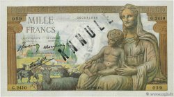 1000 Francs DÉESSE DÉMÉTER Annulé FRANCE  1942 F.40.14 SPL