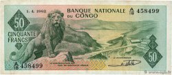 50 Francs REPúBLICA DEMOCRáTICA DEL CONGO  1962 P.005a