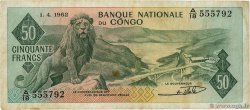 50 Francs REPúBLICA DEMOCRáTICA DEL CONGO  1962 P.005a