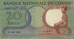 20 Francs REPúBLICA DEMOCRáTICA DEL CONGO  1962 P.004a