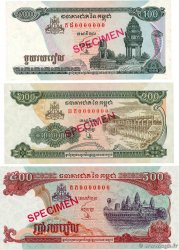 100, 200 et 500 Riels Lot CAMBOYA  1995 P.41s, P.42s et P.43s FDC