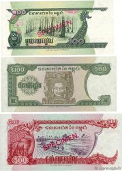 100, 200 et 500 Riels Lot CAMBOYA  1995 P.41s, P.42s et P.43s FDC