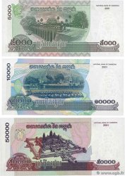 5000, 10000 et 50000 Riels Spécimen CAMBOGIA  2001 P.55s, P.56s et P.57s FDC