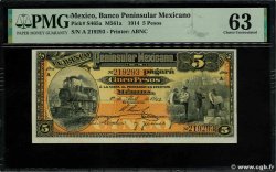 5 Pesos MEXICO Mérida 1914 PS.0465a SC+