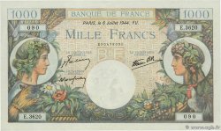 1000 Francs COMMERCE ET INDUSTRIE Numéro radar FRANCIA  1944 F.39.10 AU+