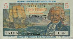 5 Francs Bougainville SAN PEDRO Y MIGUELóN  1946 P.22