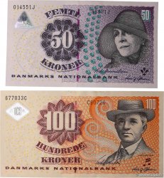 50 et 100 Kroner Lot DINAMARCA  2007 P.060f et P.061g SC+