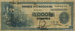 1000 Francs TAHITI  1943 P.18a fS