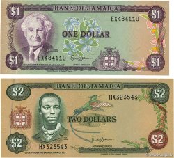 1 et 2 Dollars Lot JAMAICA  1989 P.64a et P.65a