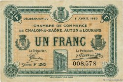 1 Franc FRANCE régionalisme et divers Châlon-Sur-Saône, Autun et Louhans 1920 JP.042.26 TB