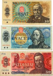 10 à 50 Korun Lot TCHÉCOSLOVAQUIE  1986 P.094a, P.095a et P.096a