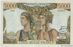 5000 Francs TERRE ET MER FRANCE  1951 F.48.05 VF