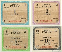 1 au 10 Lire Lot ITALIE  1943 PM.10b, PM.11a, PM.18b et PM.19a SPL