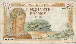 50 Francs CÉRÈS FRANKREICH  1936 F.17.28 S