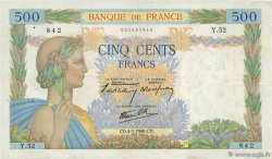 500 Francs LA PAIX FRANCE  1940 F.32.01 VF-