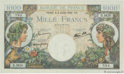 1000 Francs COMMERCE ET INDUSTRIE FRANCE  1944 F.39.10 UNC-