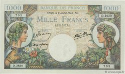 1000 Francs COMMERCE ET INDUSTRIE FRANCIA  1944 F.39.10 q.FDC