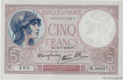 5 Francs FEMME CASQUÉE modifié FRANKREICH  1939 F.04.01 fST