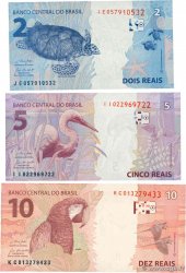 2, 5 et 10 Reais Lot BRÉSIL  2010 P.252f, P.253f et P.254e NEUF