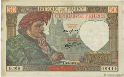 50 Francs JACQUES CŒUR FRANKREICH  1942 F.19.19 fVZ