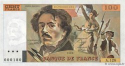 100 Francs DELACROIX modifié Petit numéro FRANCE  1988 F.69.12A128 UNC-