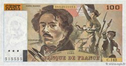 100 Francs DELACROIX imprimé en continu FRANKREICH  1990 F.69bis.01bC ST