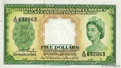 5 Dollars MALAYA und BRITISH BORNEO  1953 P.02a fST