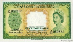 5 Dollars MALAYA und BRITISH BORNEO  1953 P.02a fST+