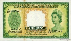 5 Dollars MALAISIE et BORNEO BRITANNIQUE  1953 P.02a SPL+