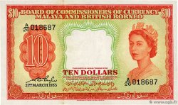 10 Dollars MALAISIE et BORNEO BRITANNIQUE  1953 P.03a SPL+