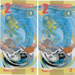 2 Dollars Consécutifs EAST CARIBBEAN STATES  2023 P.61 FDC
