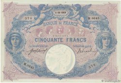 50 Francs BLEU ET ROSE FRANCE  1919 F.14.32 XF