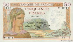 50 Francs CÉRÈS modifié FRANCIA  1940 F.18.39 SPL