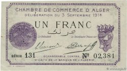 1 Franc ALGÉRIE Alger 1914 JP.137.01 SUP