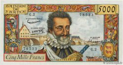 5000 Francs HENRI IV FRANCE  1957 F.49.01 XF+