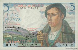 5 Francs BERGER FRANKREICH  1945 F.05.06