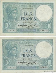 10 Francs MINERVE modifié Consécutifs FRANKREICH  1941 F.07.28