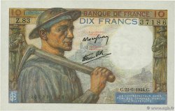 10 Francs MINEUR FRANKREICH  1944 F.08.12