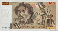 100 Francs DELACROIX UNIFACE Fauté FRANCIA  1993 F.69U.07 EBC+