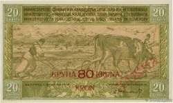 80 Kronen sur 20 Dinara Faux YUGOSLAVIA  1919 P.018x EBC+