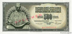 500 Dinara Spécimen YUGOSLAVIA  1986 P.091cs AU+