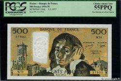 500 Francs PASCAL FRANKREICH  1977 F.71.16 fST